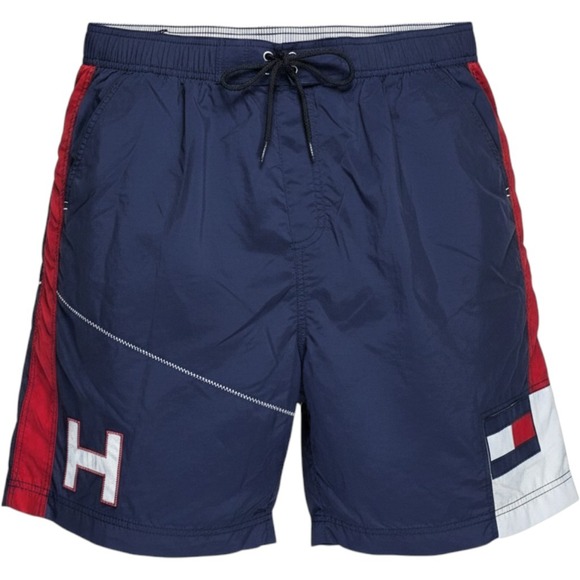 Tommy Hilfiger Other - Tommy Hilfiger Men's Swim Trunks XXL Navy Blue Red Colorblock Mesh Lined Shorts